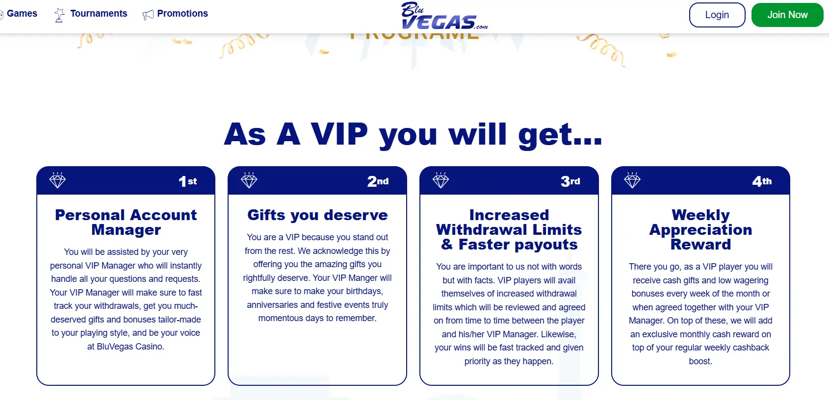 Bluvegas VIP-Programm
